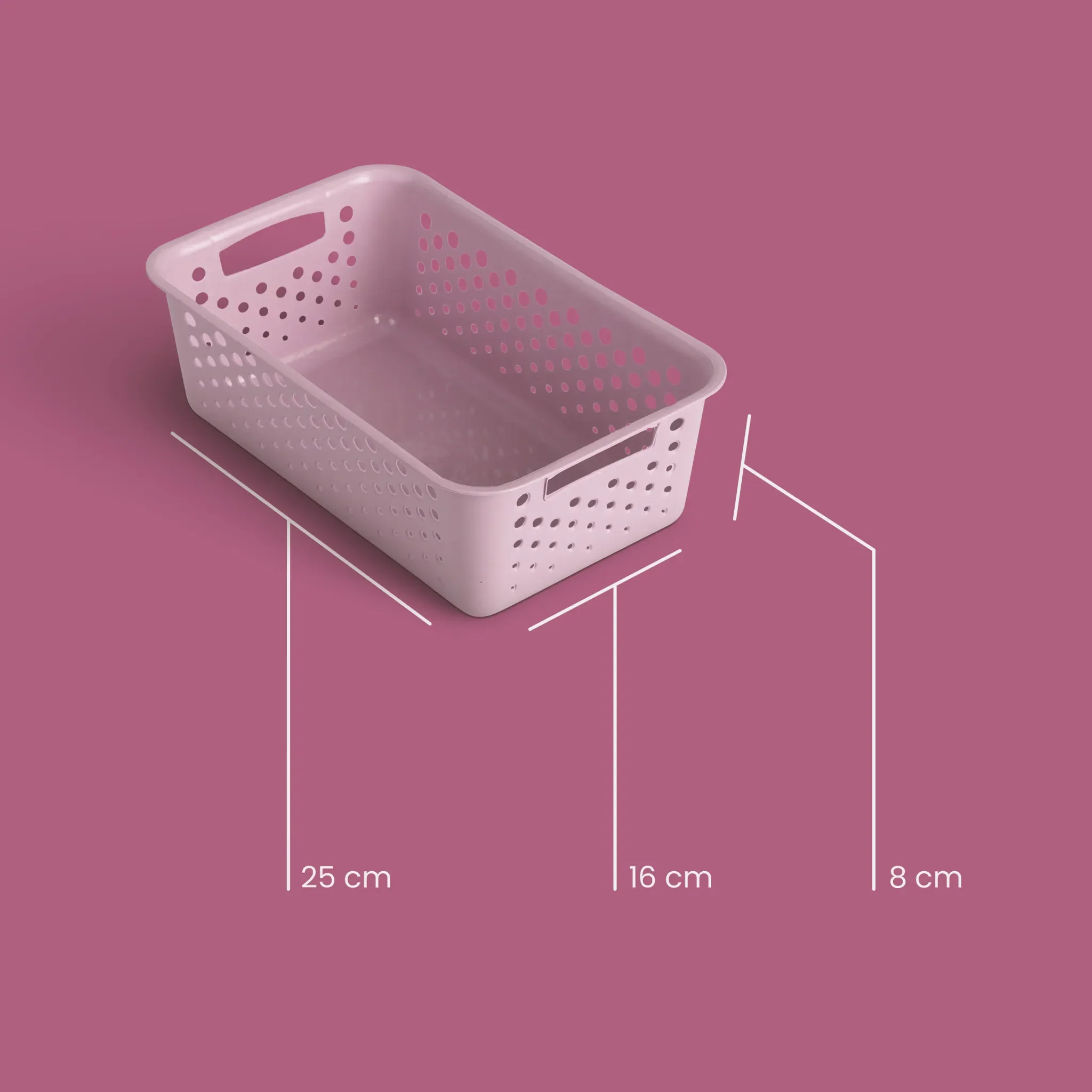 Aufbewahrungskorb 2 L mit Griffen – 2er-Set, rosa, ca. 25 × 16 × 8 cm